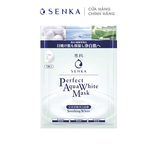 [Mã FMCGMALL -8% ĐH250k]Mặt nạ dưỡng trắng dịu mát da Senka Perfect Aqua Soothing White Mask 23g