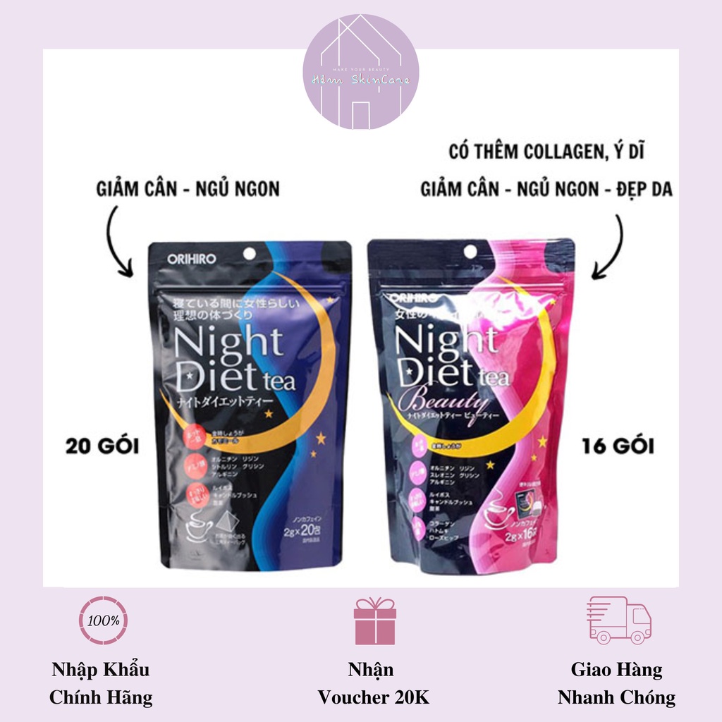 Orihiro Night Diet Tea - Trà Giảm Cân Đẹp Da Dáng