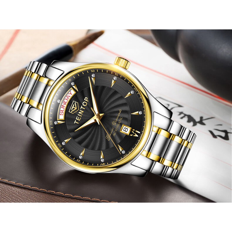 Đồng hồ nam chính hãng Teintop T7001-3 Mới 100%,Kính sapphire,chống xước,Chống nước 30m,Máy cơ (Automatic),Bảo hành 12th