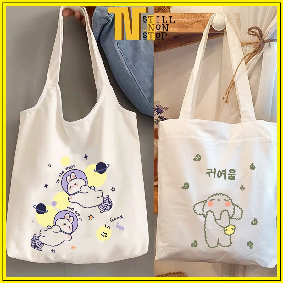 Túi tote đeo vai đeo chéo giá rẻ túi vải canvas đẹp đi học ULZZANG XUONGMAITNT N10