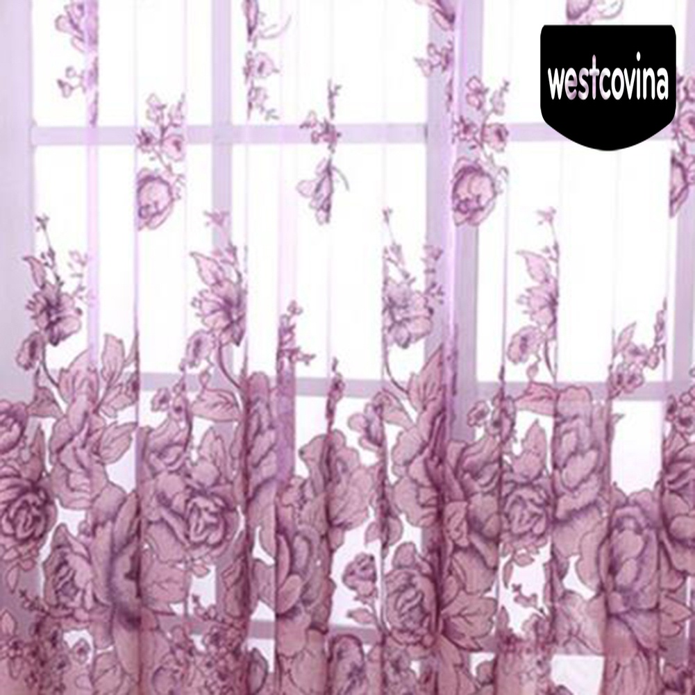 [Hot]☀ Rèm cửa sổ Vải Tuyn Họa Tiết Hoa Trang Trí Phòng Khách / Phòng Ngủ