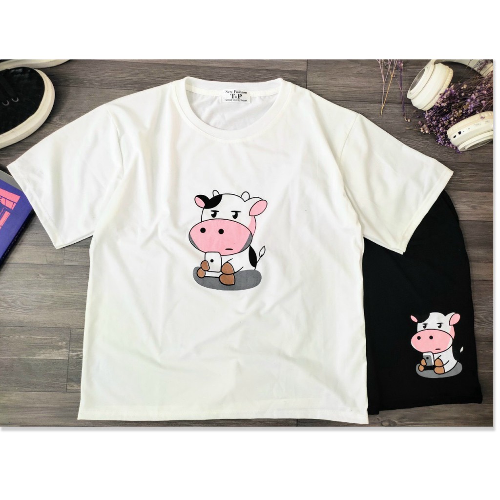 Áo thun ngắn tay con bò siêu xinh , hot hè 2021