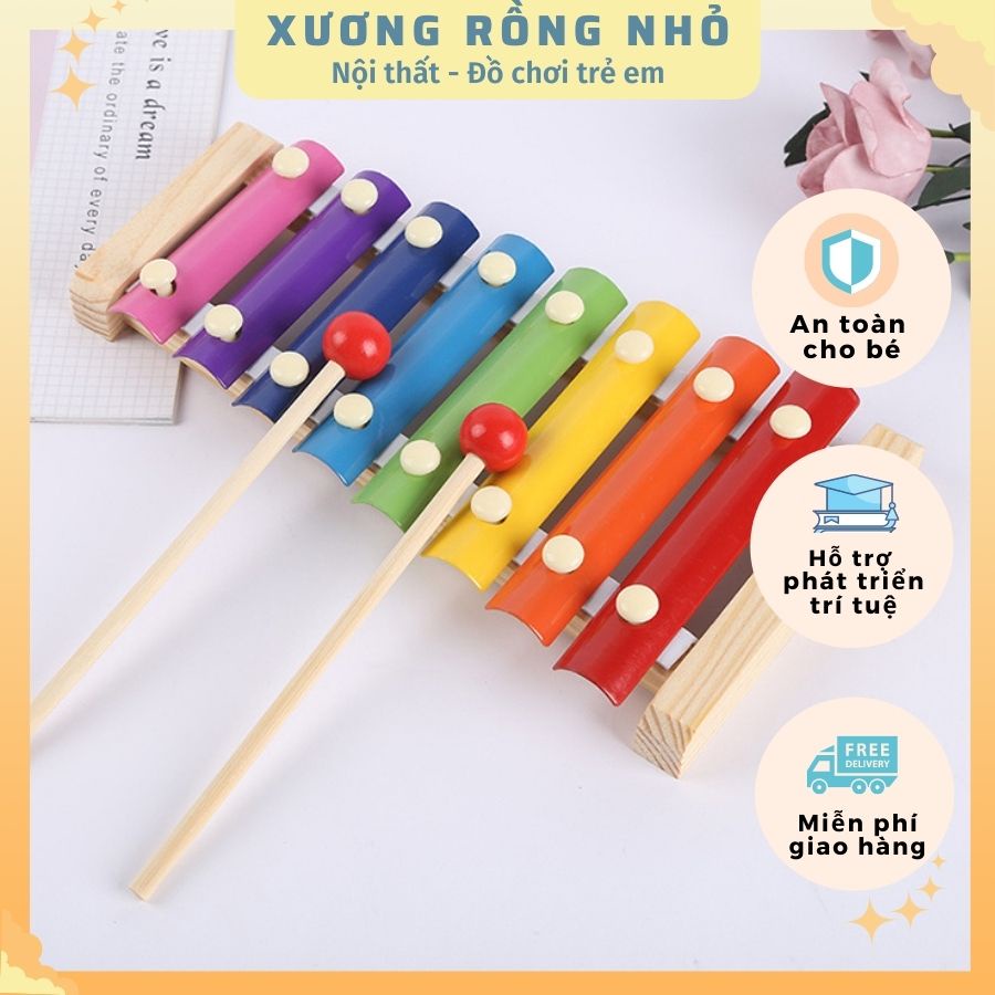 Đàn gỗ 8 quãng, đồ chơi âm nhạc phát triển trí tuệ cho bé, giáo cụ montessori, Xương Rồng Nhỏ