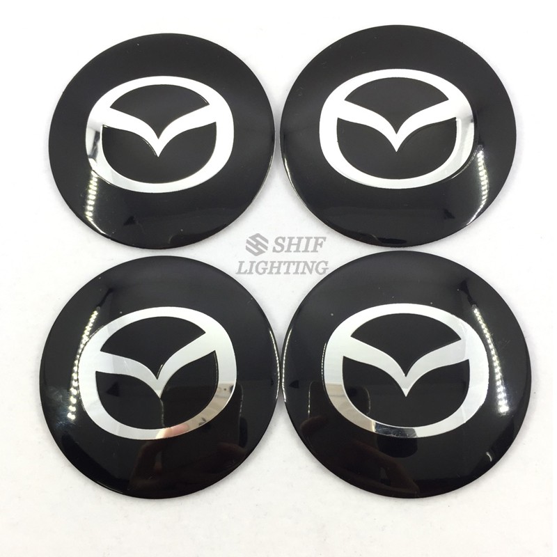 Set 4 ốp dán nắp trung tâm lốp bánh xe MAZDA