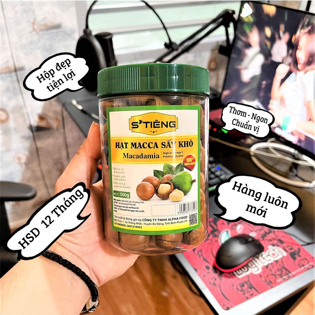 Hạt Macca Organic Sạch nứt vỏ Daklak kèm tách vỏ STiêng hộp 500gr