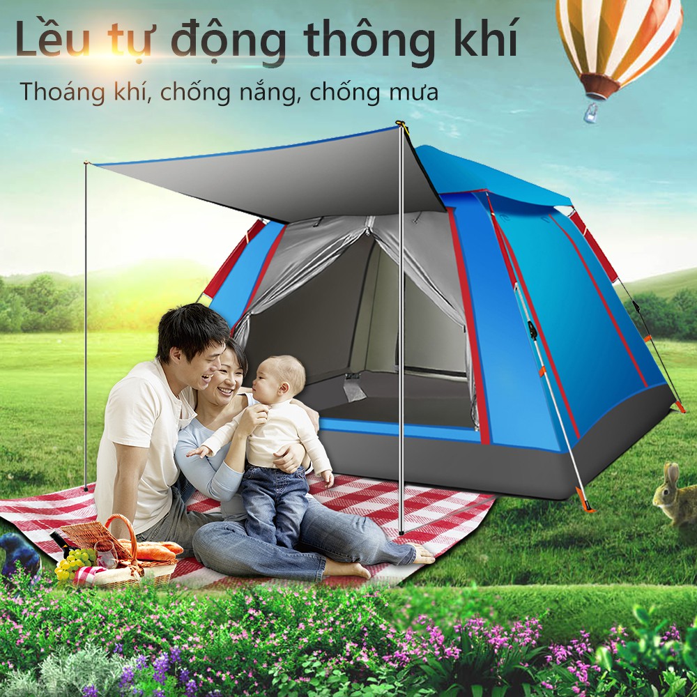 FU37BL/FU37GR Lều dã ngoại tự động 3-4 người hai lớp vải độ bền cao chống nắng mưa superbank908 | BigBuy360 - bigbuy360.vn