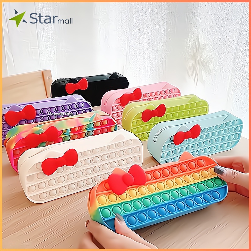 Hộp bút phong cách bong bóng nhấn ngón tay siêu mềm mại hình Hello Kitty xinh xắn
