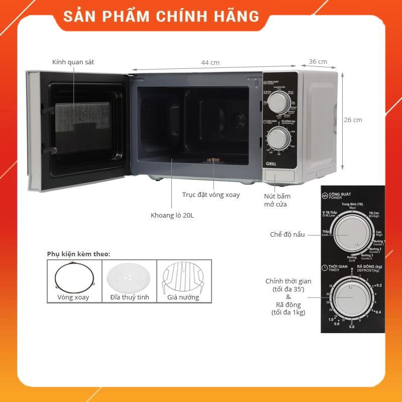 [Mã 44ELSALE2 giảm 7% đơn 300K] Lò vi sóng cơ 20L Sharp R-203VN-M Chính Hãng