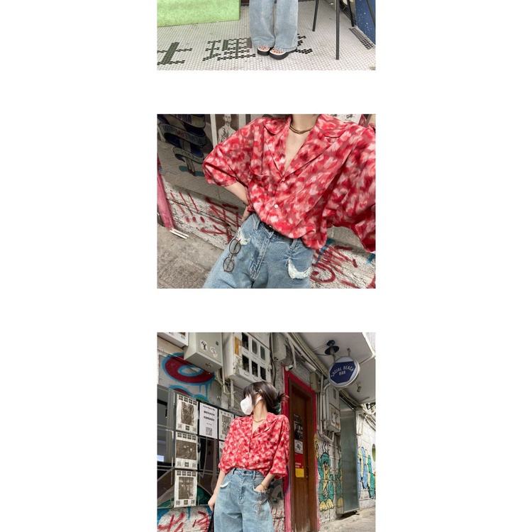 Áo Sơ Mi Voan Hoa Cổ V Ngắn Tay Thời Trang Xuân Hè Mới 2021 Dành Cho Nữ