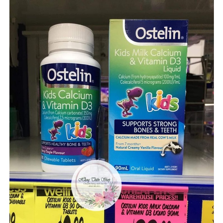 (Đủ bill) Bs canxi cho bé Ostelin Kids Calcium &amp; Vitamin D3