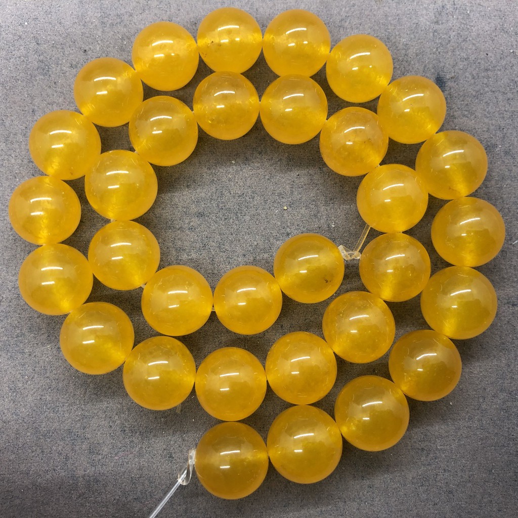 Chuỗi hạt đá Chalcedony tự nhiên màu vàng cỡ 4-12mm làm đồ trang sức thủ công