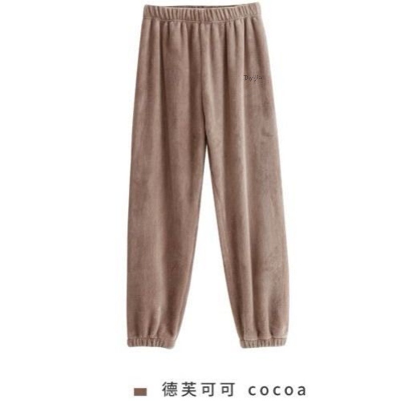 Quần Ngủ Nhung Dáng Rộng Ấm Áp Theo Phong Cách Thu Đông Dành Cho Nữ