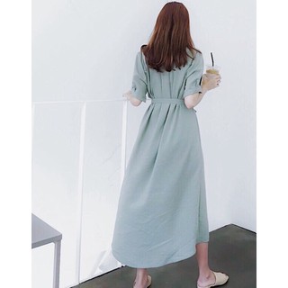Đầm váy freesize suông mint cột eo