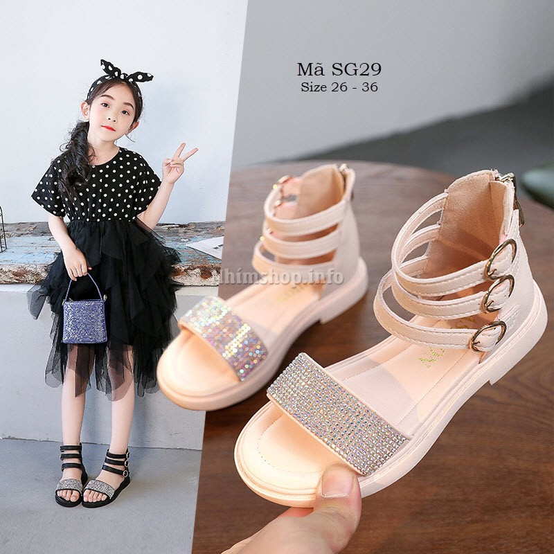 Sandal bé gái 3 - 12 tuổi Bohemieng gắn kim sa siêu sang SG29