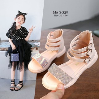 Sandal bé gái 3 - 12 tuổi Bohemieng gắn kim sa siêu sang SG29
