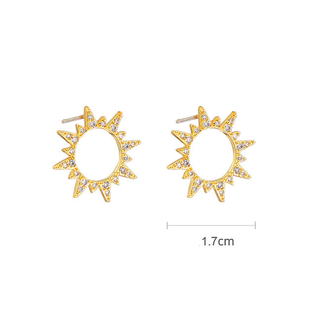 Bông tai kim loại S925 hình mặt trời thời trang cho nữ