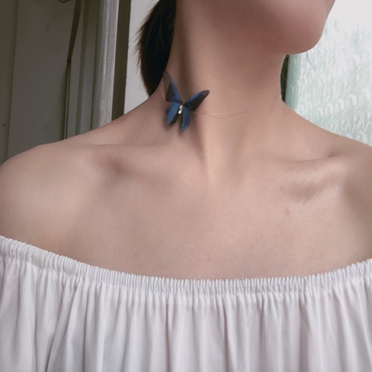 Choker bướm đính đá nhiều màu sắc, dây chuyền choker hồ điệp cho nữ