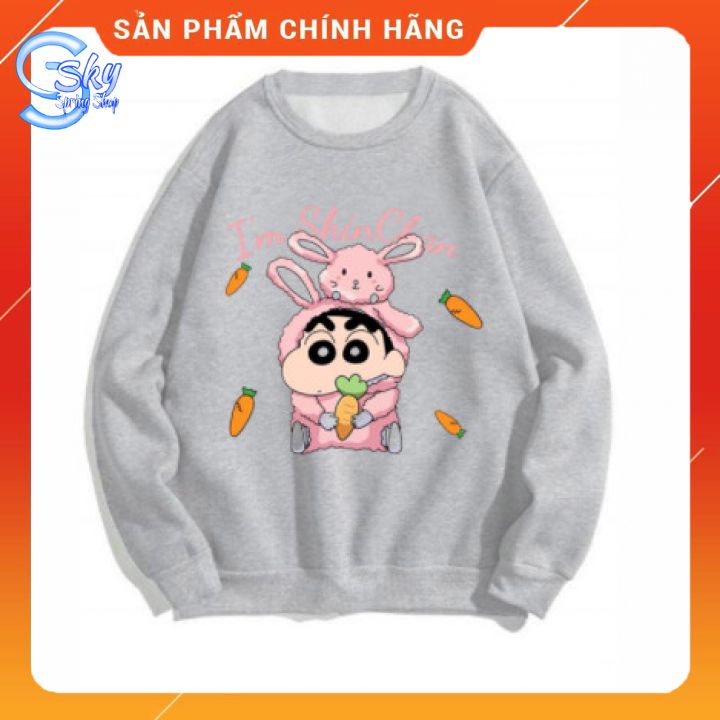 ÁO SWEATER UNISEX NAM NỮ  FORM RỘNG IN HÌNH SHIN BÚT CHÌ SIÊU CUTE