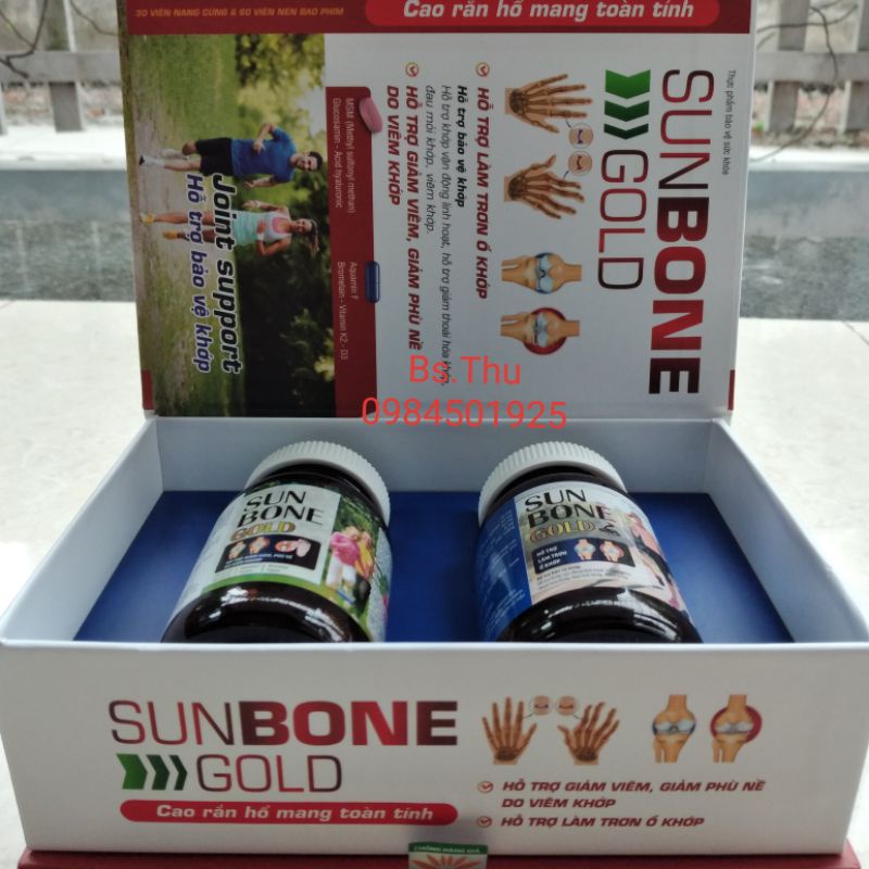 SUNBONE GOLD (viên khớp 2 lọ) (90 viên) Hỗ Trợ bảo vệ, giảm thoái hóa, khô, cứng khớp