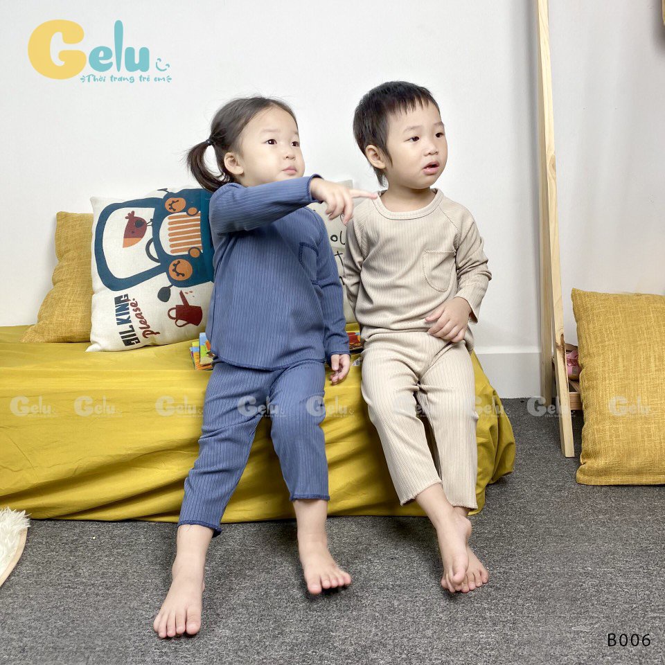 Bộ thu đông cho bé Gelu kids dài tay chất liệu len tăm cao cấp mềm mịn-GLB006