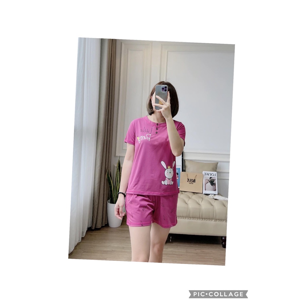 Bộ thun cotton mặc nhà Muji - họa tiết in hình thỏ