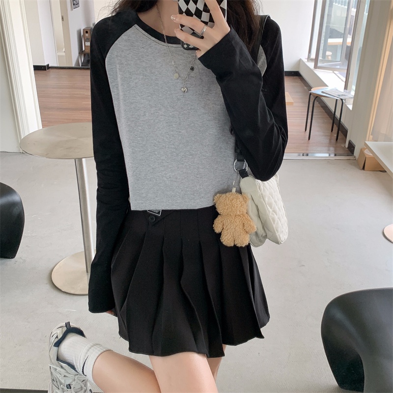 【ZHELIHANGFEI】Áo Thun Dài Tay Lưng Cao Ôm Dáng Xinh Xắn Dành Cho Nữ