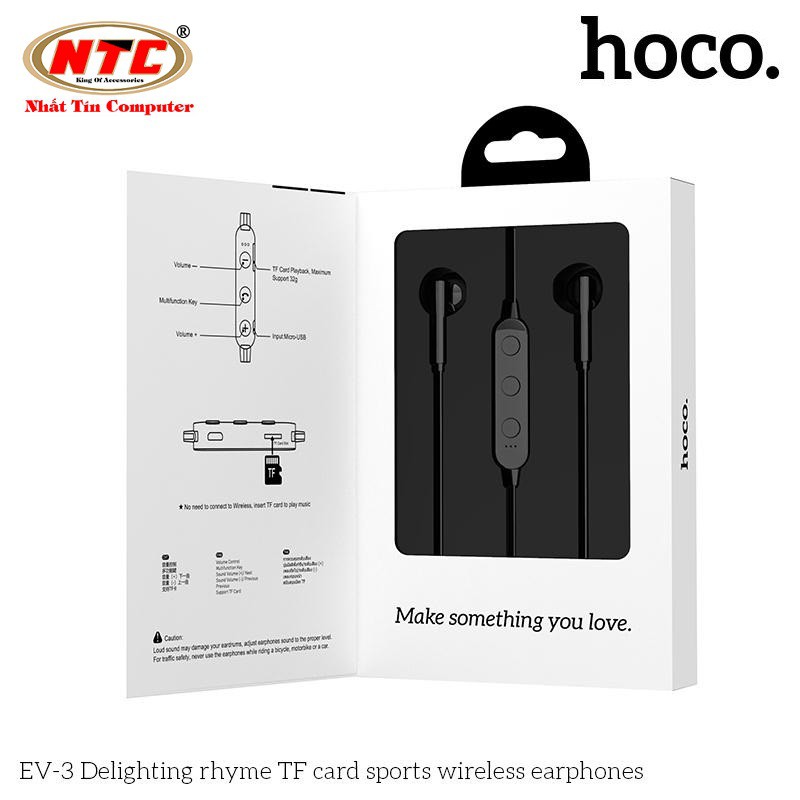 Tai nghe bluetooth nhét tai Hoco EV-3 V5.0 Hỗ trợ khe gắn thẻ nhớ - Hãng phân phối chính thức