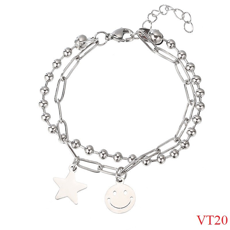 Lắc tay 2 tầng đính sao và mặt cười cá tính VT20 Maycorner