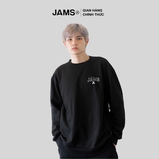Áo sweater nỉ da cá JAMS có túi unisex cổ tròn form rộng nam nữ signature sweater
