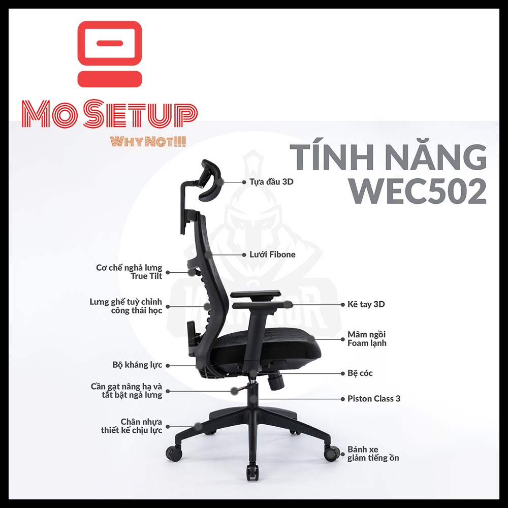Ghế công thái học chính hãng Warrior ErgonomicChair dành cho dân Văn phòng, anh em Gaming cao cấp, Ghế Ergonomic
