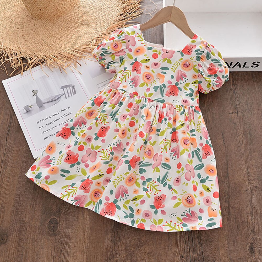 BEAR LEADER Đầm Công Chúa Họa Tiết Hoa Dễ Thương Thời Trang Mùa Hè Cho Bé Gái