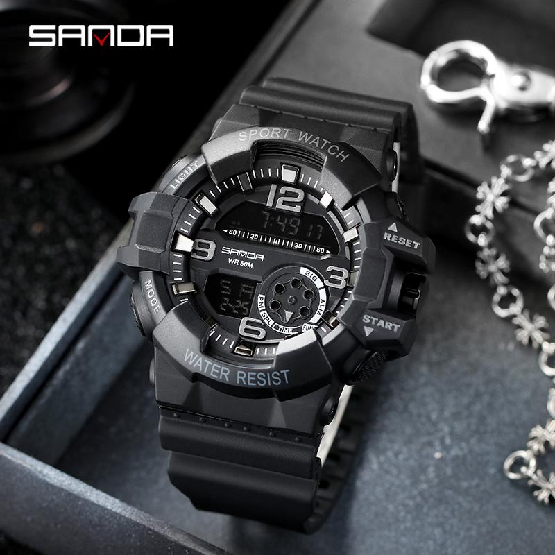 Đồng hồ đeo tay điện tử SANDA chống thấm nước 50m thời trang có chức năng báo thức/ lịch/ đếm ngược