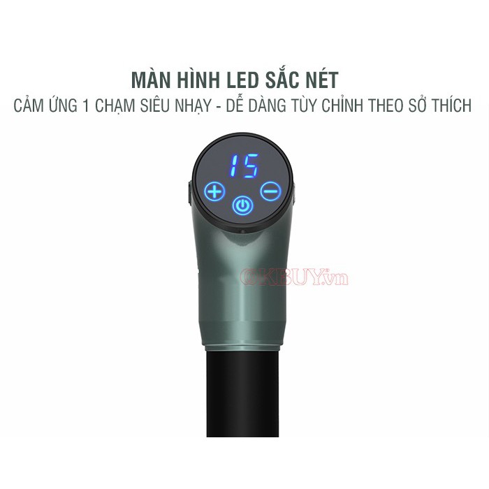 Súng massage gun trị đau nhức căng cơ cao cấp NIKIO NK-172 - 110W, xanh rêu