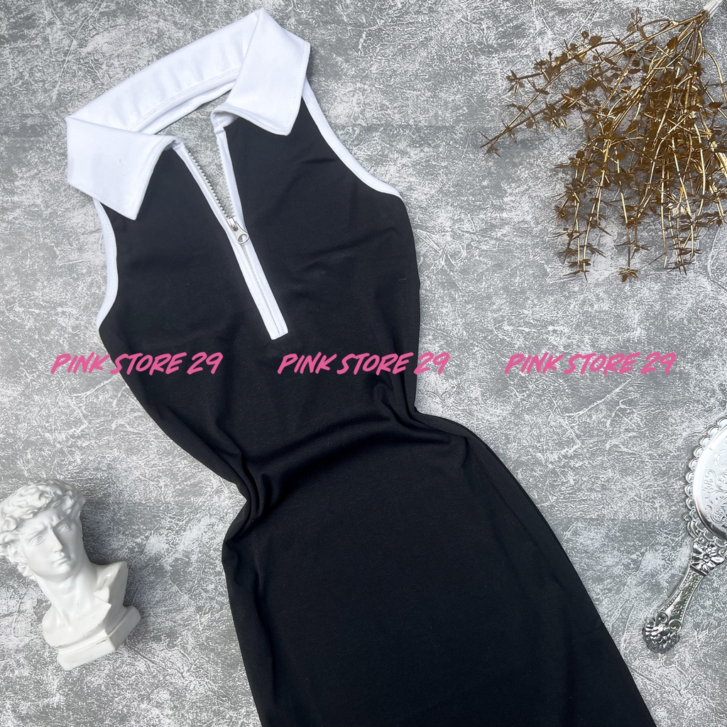 Đầm Mini Body Sát Nách Hở Lưng, Kiểu Cổ Bẻ Trắng Kèm Khóa Kéo Sexy D062 | BigBuy360 - bigbuy360.vn
