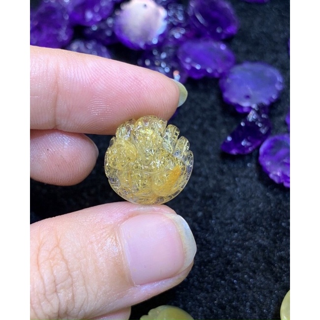 Mặt dây chuyền Hồ Ly ôm hoa dáng tròn các loại đá phong thủy