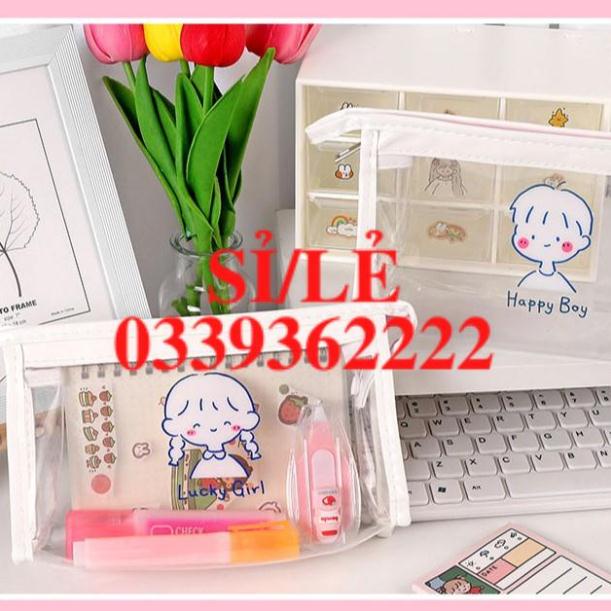 [ HAIANHSHOP ] Túi đựng bút mỹ phẩm mini trong suốt in hình cute chất liệu đẹp Duashop &gt;