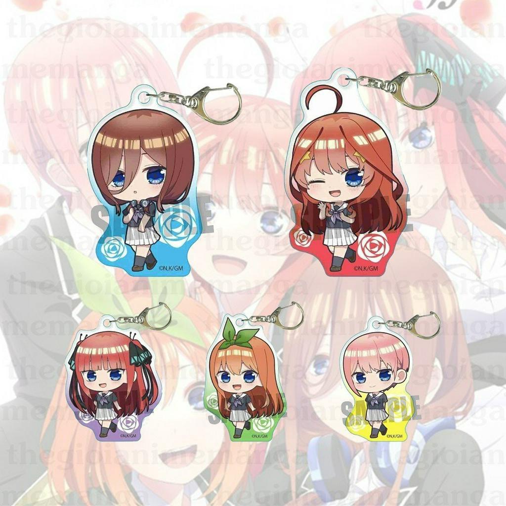 Móc khóa Gotoubun no Hanayome Nhà có 5 nàng dâu ver HOA HỒNG keyring in hình anime chibi xinh xắn độc đáo