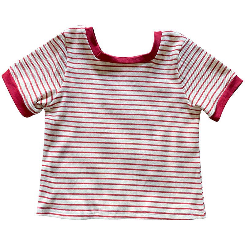 Girls Short SleeveTT-shirt Children Toddler Summer Baby Striped Thin Tops Children's Clothing