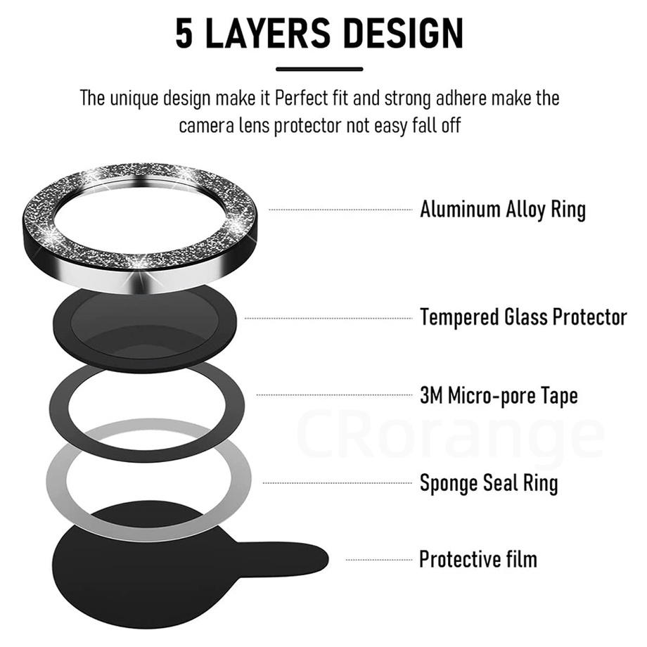 Miếng Bảo Vệ Camera Sau Điện Thoại Đính Kim Cương 3D Cho iPhone13 Pro Max 11 Pro Sierra Blue Glass iPhone 12 Pro Max