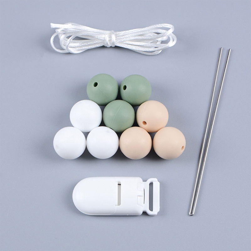Bộ Dụng Cụ Xỏ Hạt Bằng Nhựa + Silicon Màu Trắng Dùng Làm Núm Vú Giả DIY Cho Bé Sơ Sinh