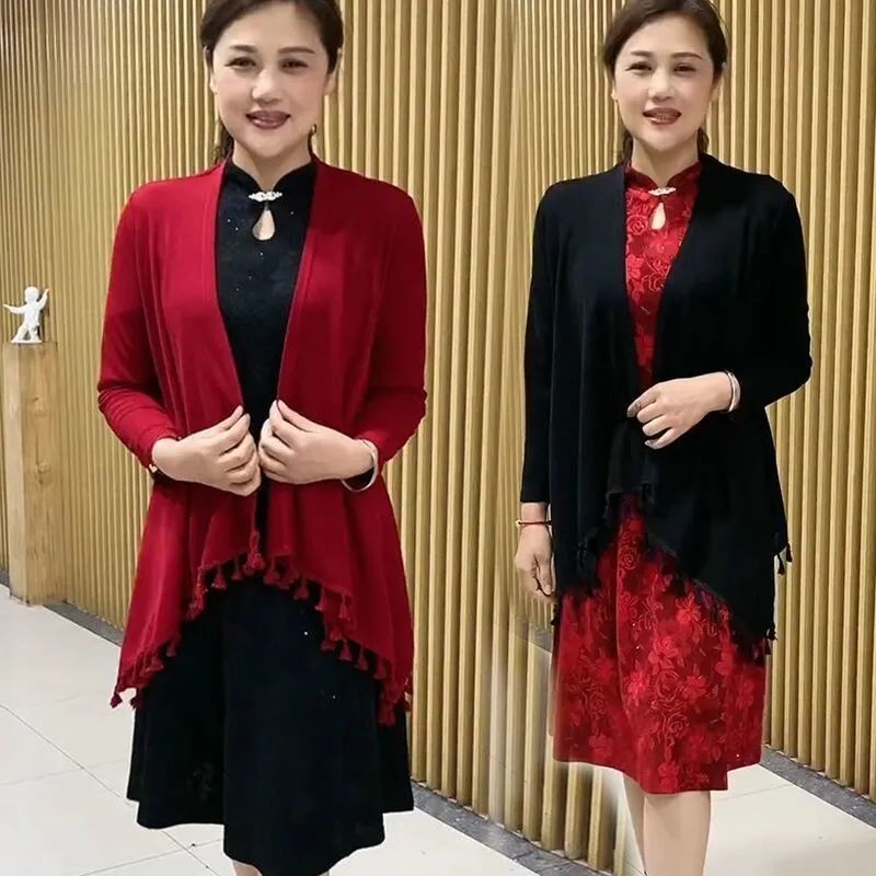 Áo Khoác Tua Rua Tay Dài Phong Cách Phương Tây Thời Trang Xuân Thu Cho Nữ