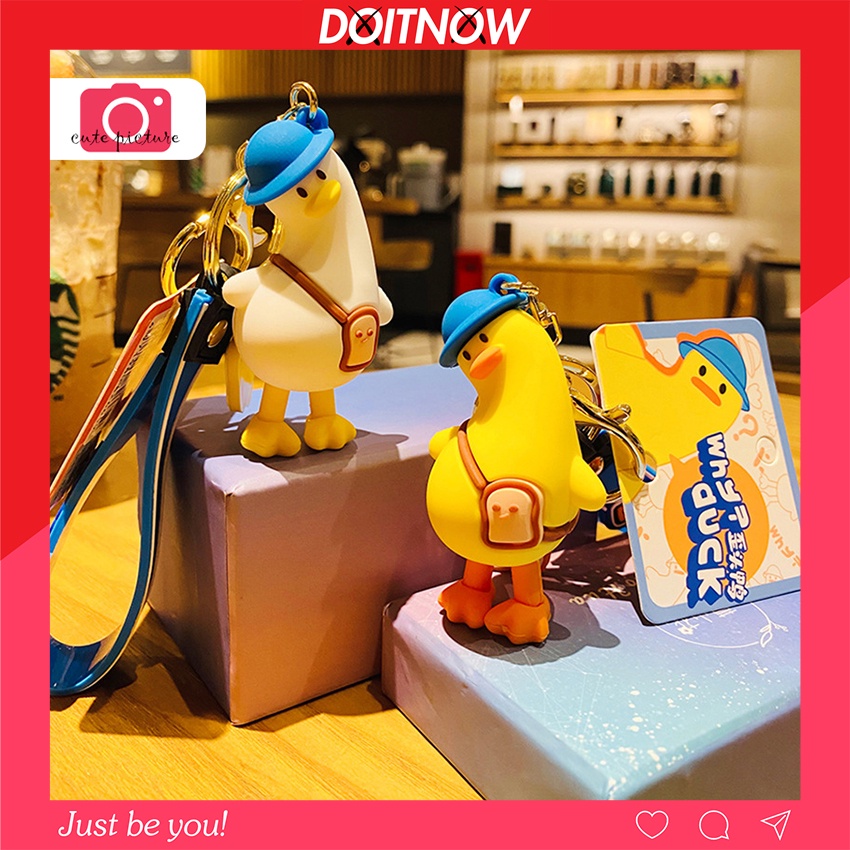 Móc khóa cute Vịt ngộ nghĩnh, móc chìa khóa dễ thương treo balo túi xách sáng tạo DOITNOW MK54