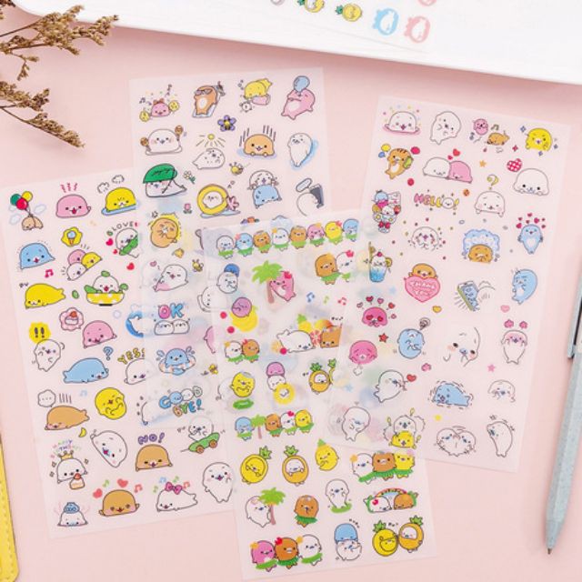 Set 6 tấm sticker hải cẩu ST04 95