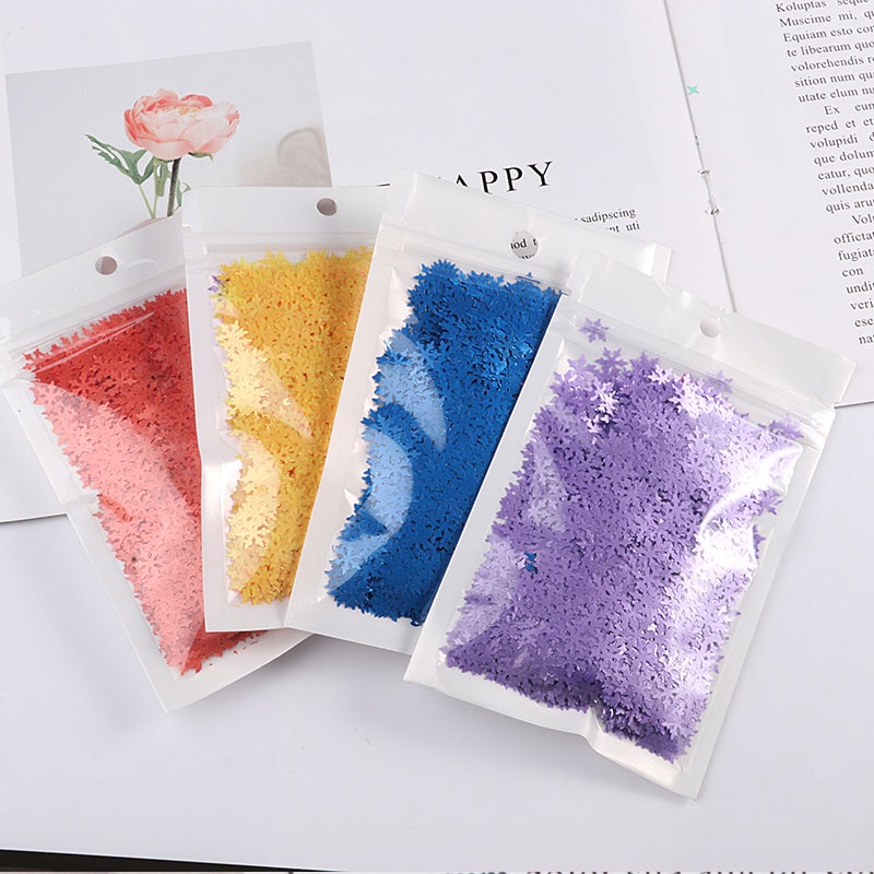 [Hàng mới về] Set 1500 phụ kiện trang trí móng tay hình bông tuyết nhiều màu 8mm