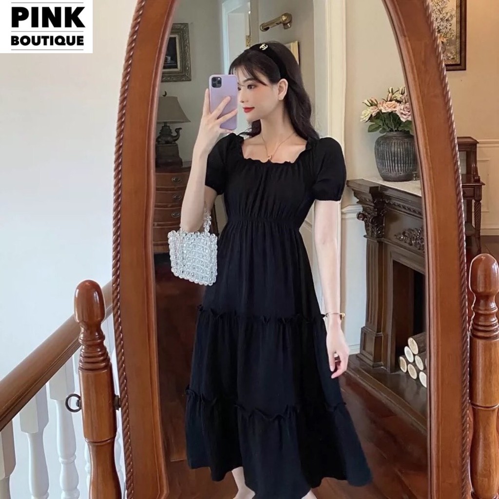 Váy Trễ Vai Dài Đầm Dáng Xòe  Dự Tiệc Bệt Vai Maxi Big Size Đũi Nhăn Thiết Kế PINKBOTIQUE | BigBuy360 - bigbuy360.vn