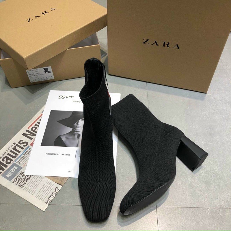 Boot len cao gót zara fullbox