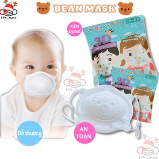 Khẩu trang hình gấu 3D cho bé từ 0-3 tuổi thương hiệu UNIMASK xuất Nhật