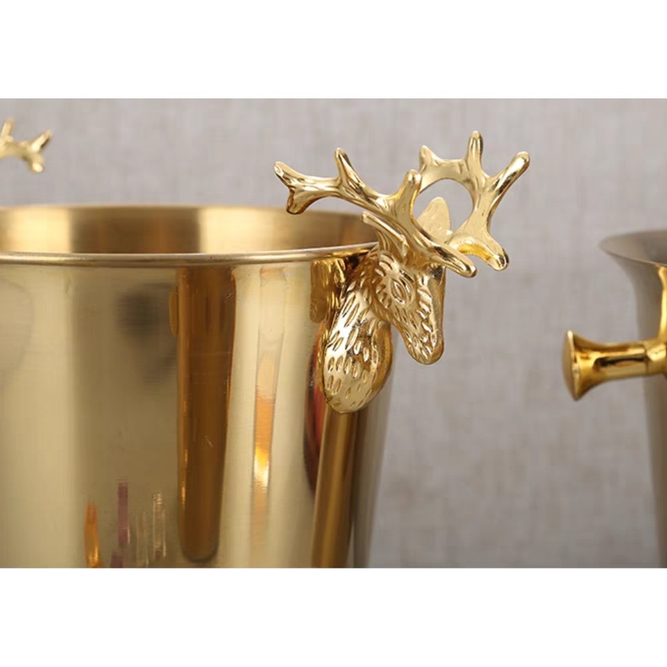 XÔ ĐÁ NGÂM RƯỢU ĐẦU HƯƠU MÀU VÀNG CAO CẤP - Inox 304