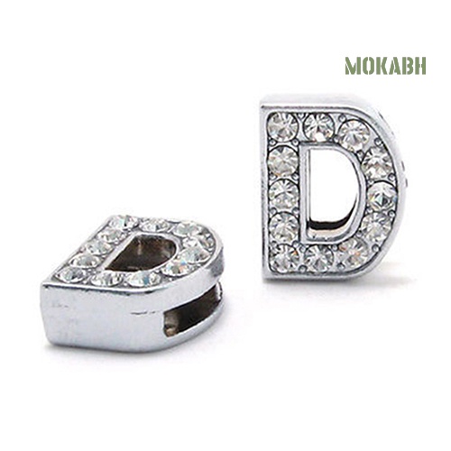 Bộ 10 Hạt Xỏ Lỗ 8mm In Chữ Cái A-Z Dùng Để Làm Vòng Tay Da DIY