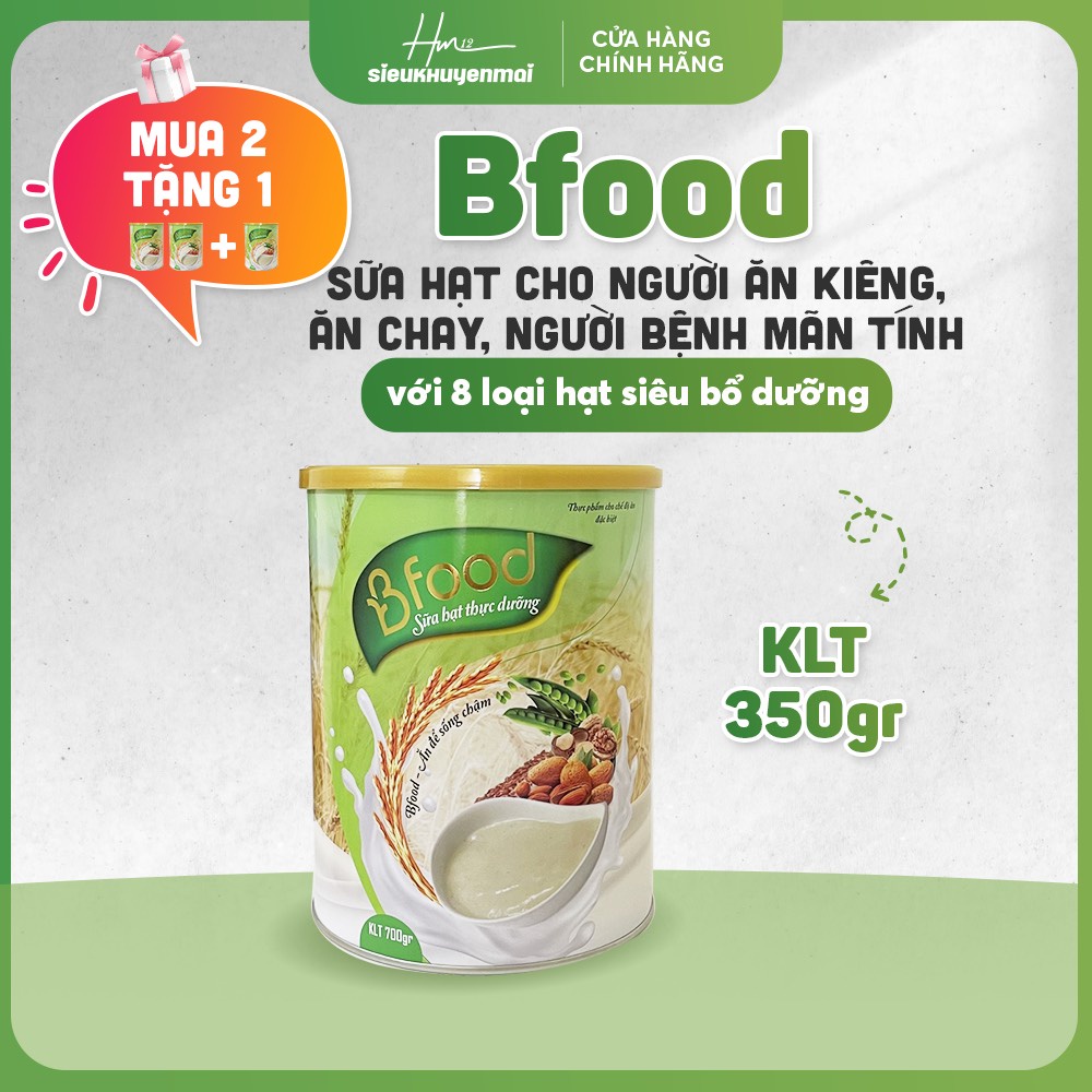 Sữa Hạt Ăn Kiêng Yến Mạch Bfood, Bổ Sung Cùi Gạo Lứt, Hạt Óc chó, Hạt Hạnh Nhân, Hạt Dinh Dưỡng, Không Đường 350g